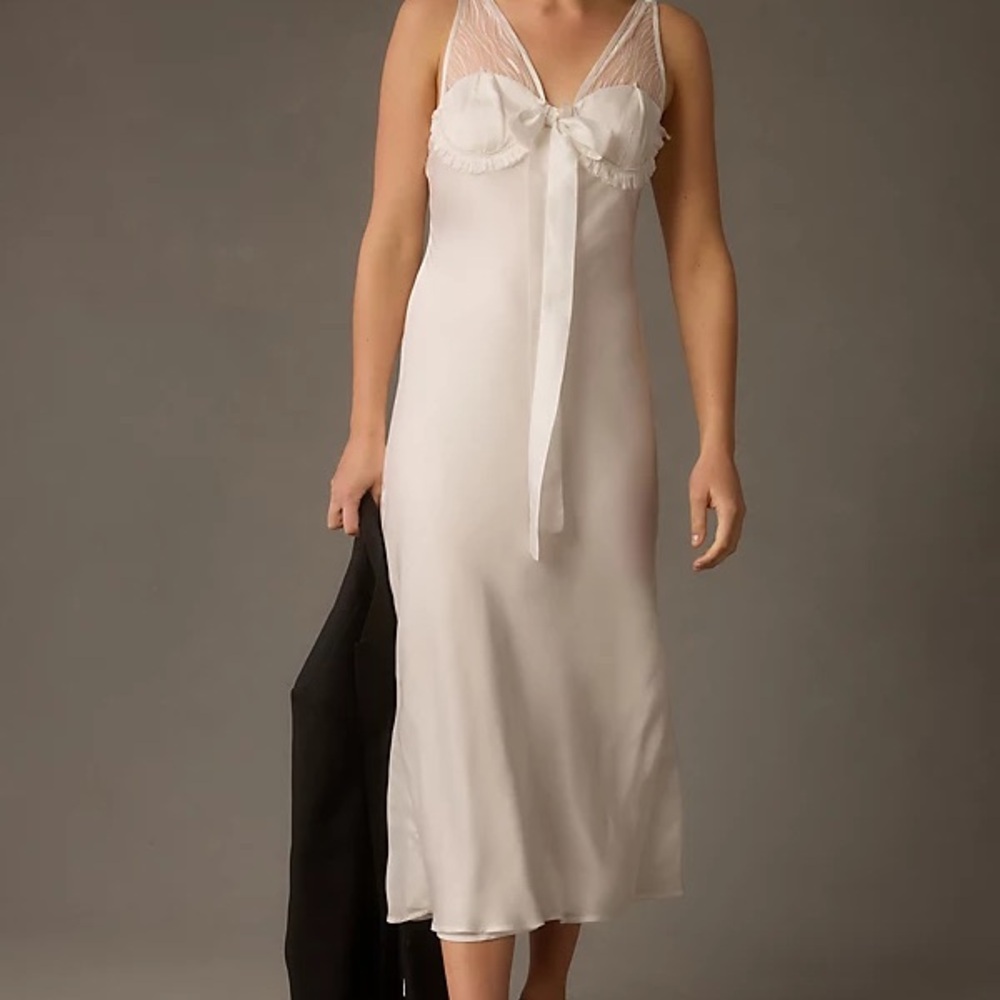 LET ME BE Women's Sheer Bustier Slip Dress-Size M-White-NWT